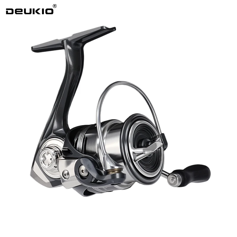 Carrete giratorio DEUKIO para pesca en el mar, ultraligero, solo 145g, tornillo CNC con mango 5,2: 1, potencia máxima de arrastre de 13,23 libras para agua dulce y salada - imagen 2