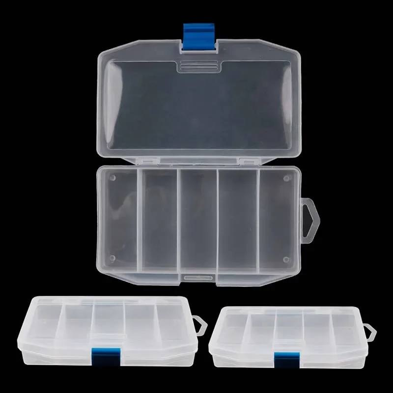 Caja de almacenamiento de aparejos de pesca con 5 compartimentos, señuelo de pesca con mosca, cuchara, anzuelo, caja de aparejos, herramientas de accesorios de pesca - imagen 3