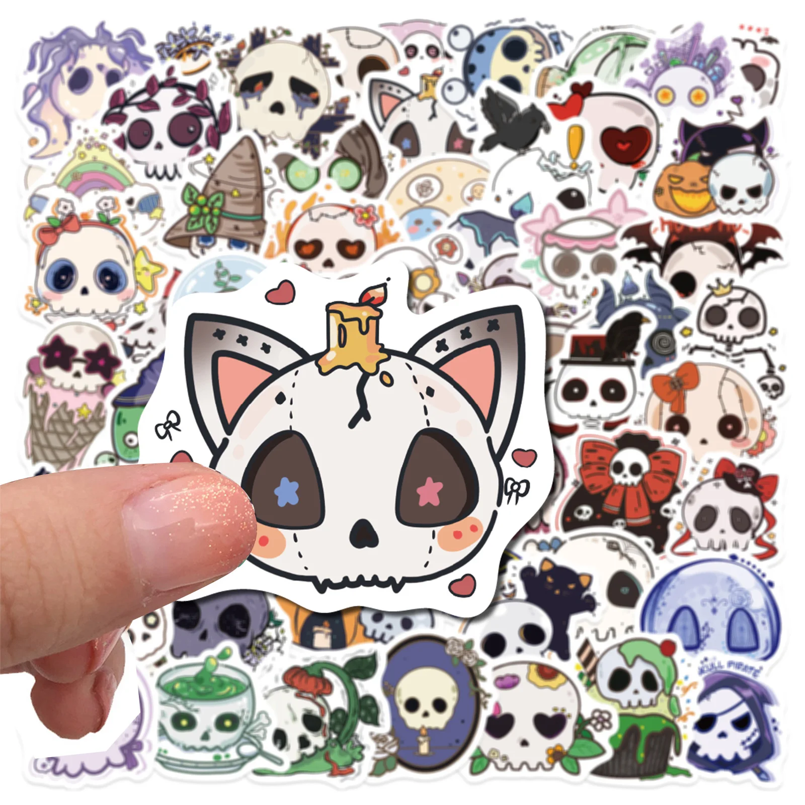 60 uds Halloween Groovy Skull dibujos animados pegatinas de grafiti teléfono guitarra portátil maleta taza pegatina impermeable juguetes para niños - imagen 4