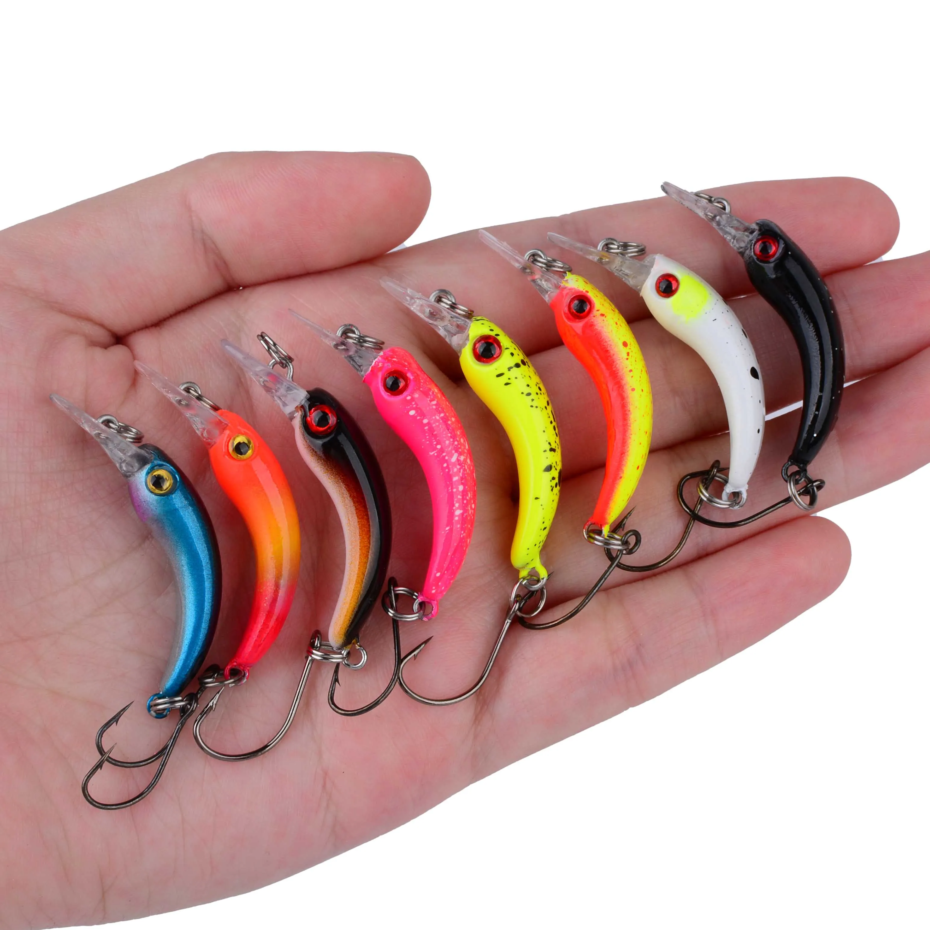 8 Uds señuelo de pesca de hundimiento lento Micro señuelos cebo de pececillo Artificial Wobblers para trucha lubina ﻿