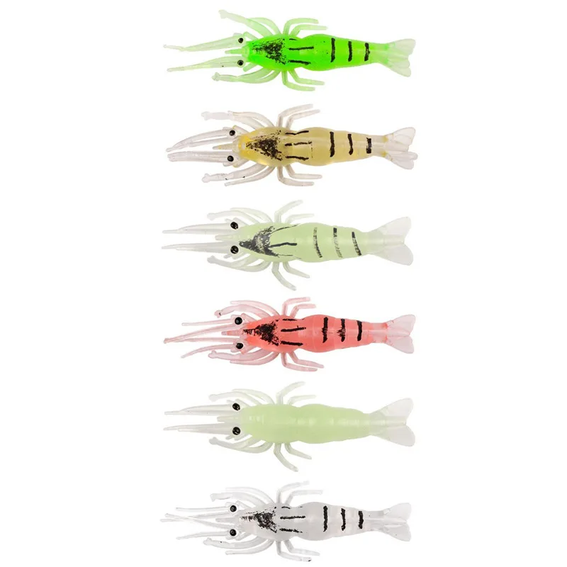 Señuelo de pesca nocturno, hierba brillante, camarones, cebo suave de alta simulación, Mini señuelos artificiales de 4cm, lote de 10 piezas - imagen 3