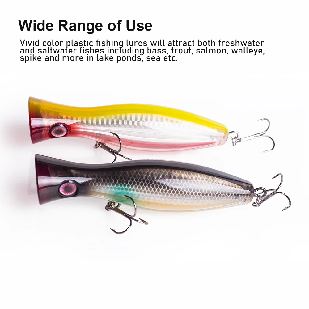 Hanlin Topwater Popper 120mm/40g agua flotante Trolling cebos de plástico duro Wobblers Señuelos de pesca artificiales aparejos de Lucio - imagen 3