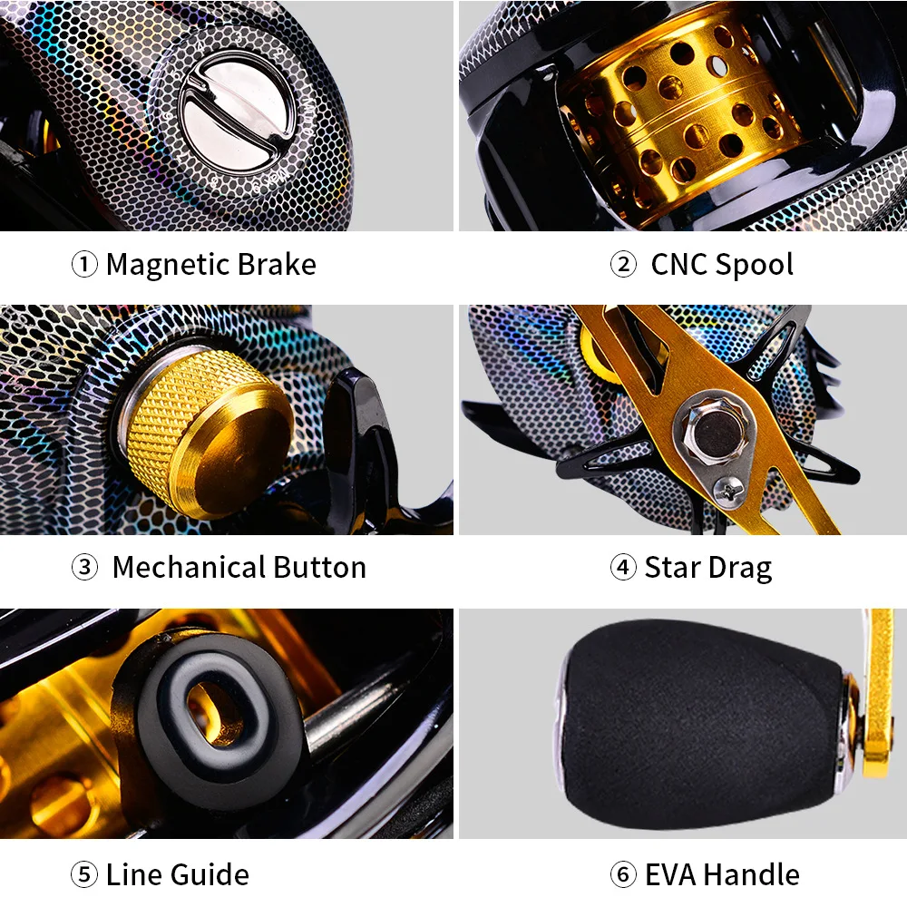 Carretes de pesca Baitcasting, alta velocidad, relación de transmisión, 10kg Max Drag Remsysteem, fundición ultralarga, agua salada, nuevo, 2022, 7,2: 1 - imagen 4