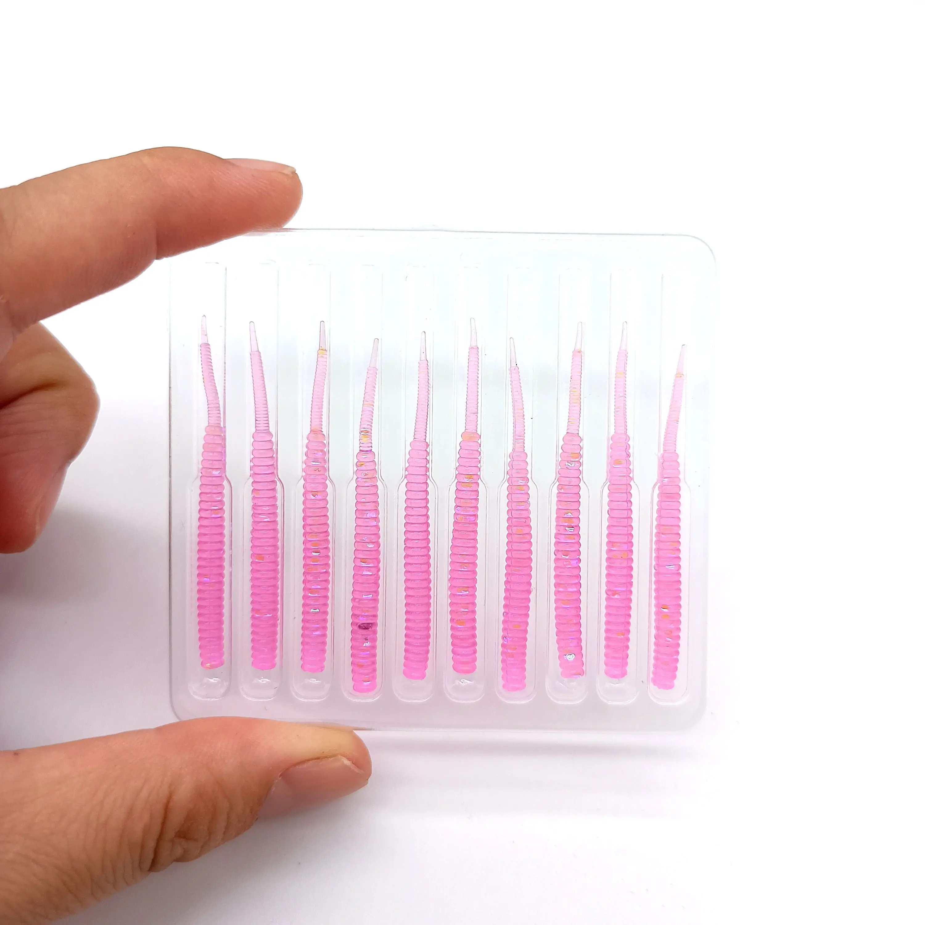 DUODUOYU 10 unids/lote Mini señuelo de pesca suave 0,4g/40mm Wobbler cola de aguja Artificial señuelo de silicona cebo de gusano suave aparejos de pesca - imagen 4