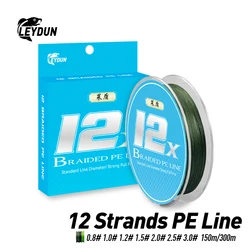 LEYDUN Micro líneas de pesca calientes 12 hebras trenzadas PE 150m 300m Japón línea multifilamento suave pesca en el mar carpa herramienta de alambre de mosca