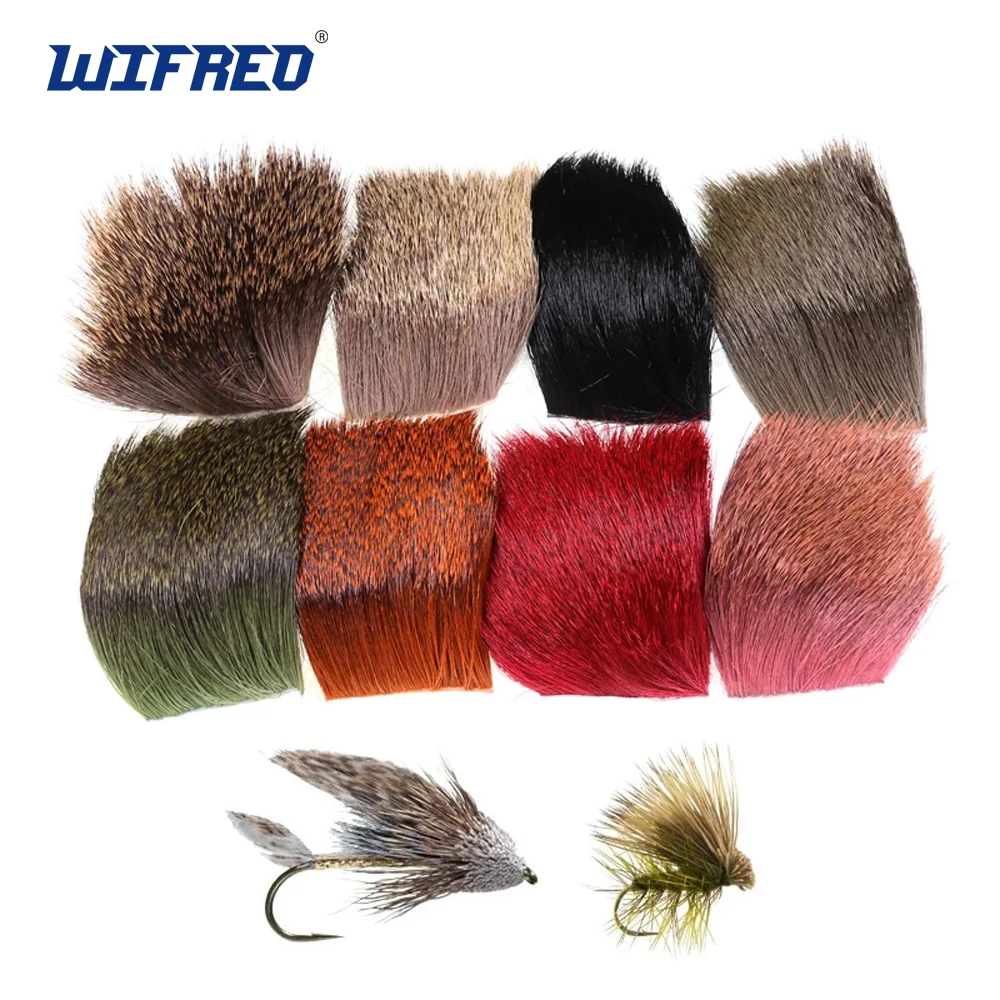 Wifreo, 1 pieza, Material de atado de moscas de pelo de ciervo Natural para moscas secas, tolva, caddies, insectos bajos, alas, cuerpos, materiales para hacer 5CM * 5CM