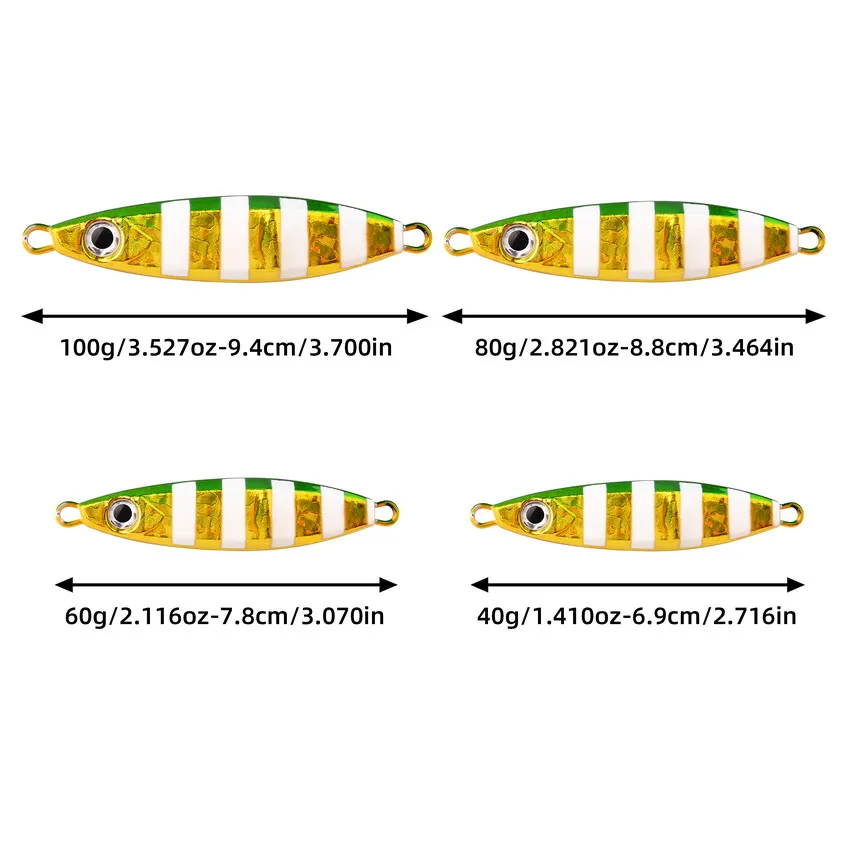 8 Uds. Jigging de hundimiento lento 40g 60g 80g 100g señuelo de pesca plantillas de fundición cebo cuchara de Metal pescado agua salada cebo duro Artificial aparejos - imagen 4