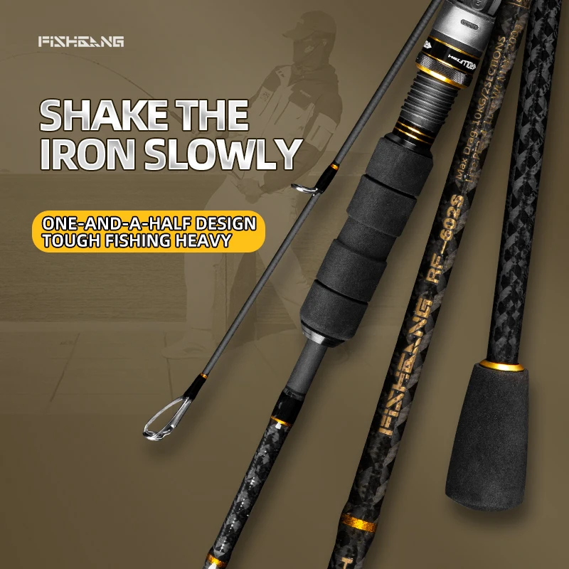 ROLLFISH Ocean Boat caña de Jigging lenta fundición giratoria caña de pescar con señuelo de fibra de carbono pesca de lubina de agua salada 1,68/1,8/1,98 M - imagen 2