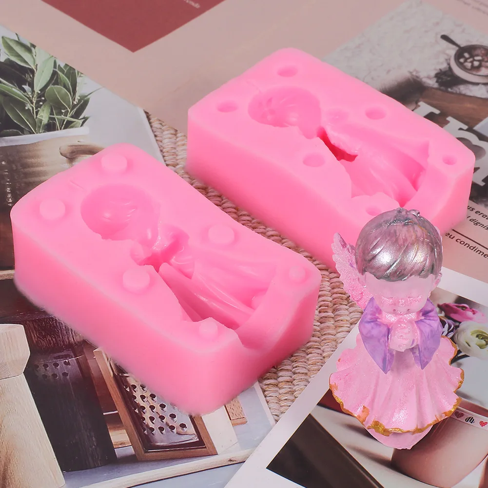 Molde de silicona con forma de vela de Ángel 3D para niña y niño, molde para jabón tipo piruleta, molde para hornear pasteles, molde de silicona para fabricación de velas, molde para el cuerpo - imagen 4