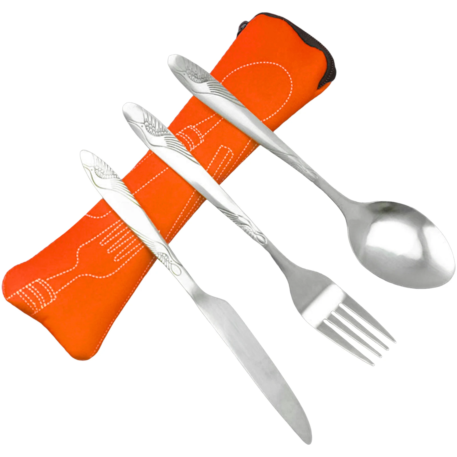 3 stks Outdoor Bestekset Draagbare Metalen Lepel Vork Mes Set Duurzaam Roestvrij Stalen Vork Camping Wandelen Reizen Picknick Servies - imagen 5