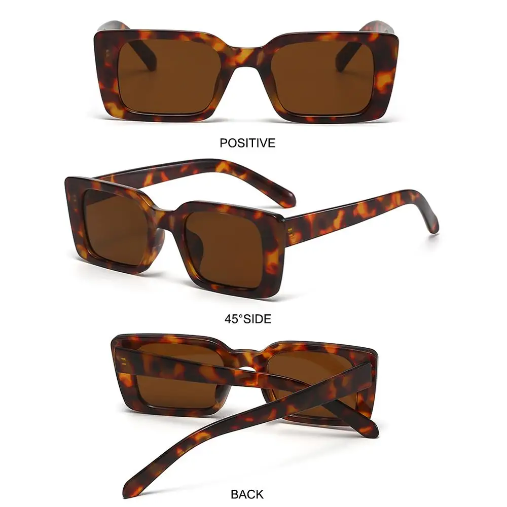 Gafas de sol de leopardo de playa/viajes con degradado vintage, gafas de sol cuadradas rectangulares - imagen 4