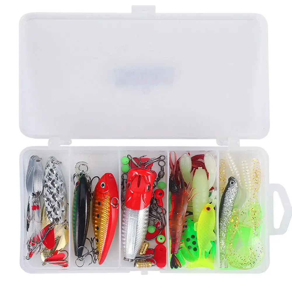 Kit de Señuelos de Pesca de 78 piezas, con caja de aparejos portátil, Minnow Vib, accesorios de pesca para lubina, trucha, salmón - imagen 3