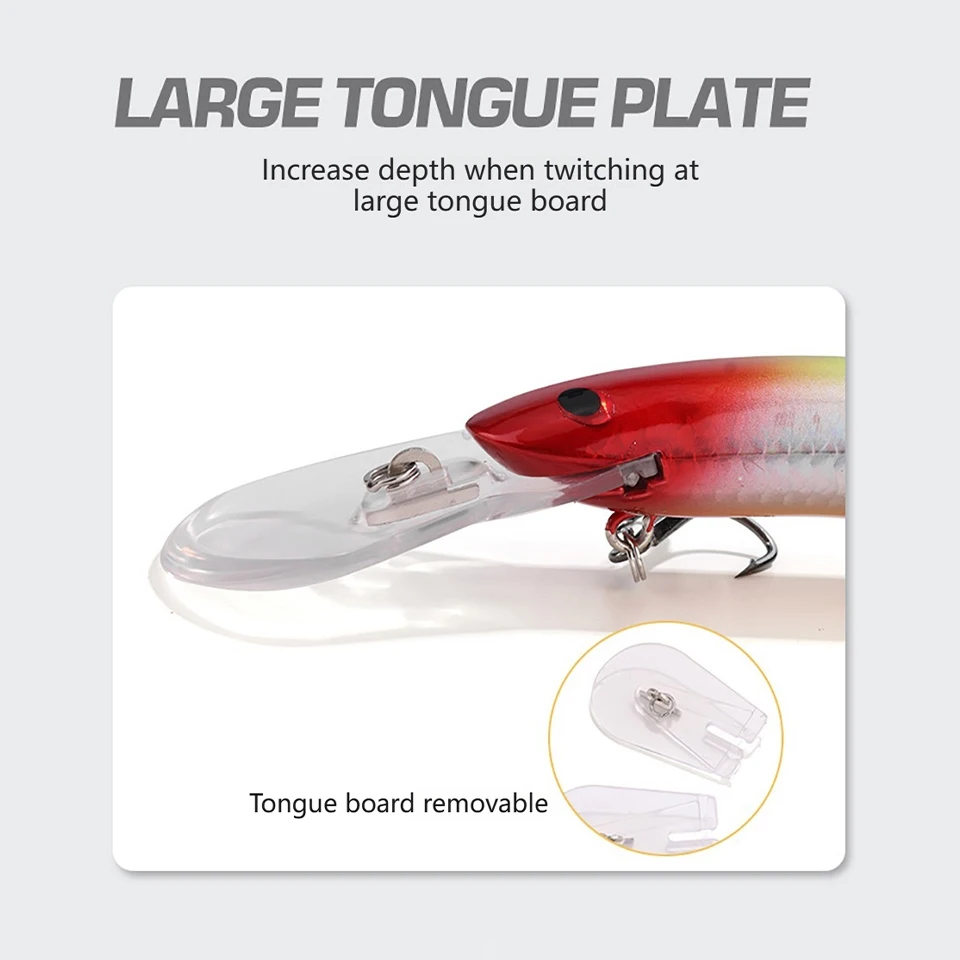 WALK FISH 1 unidad 120mm 24g Mino de doble lengua sumergible cebo duro de largo alcance tablero de lengua larga señuelo cebo simulado cebo pargo - imagen 3