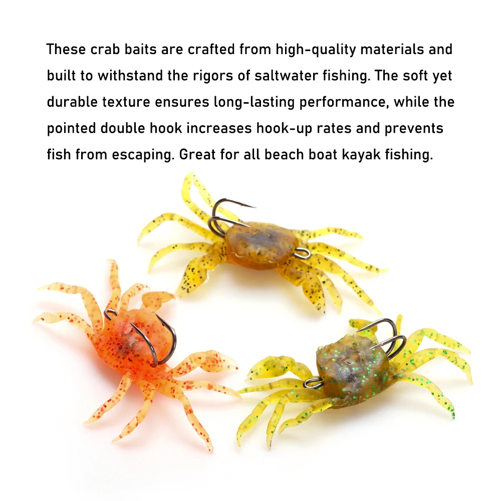 Ellllv-señuelo suave de cangrejo, equipo de pesca de mar, cebo de cangrejo Artificial de PVC, señuelos luminosos, barco, Kayak, pesca, anzuelo doble, 1 ud. - imagen 5