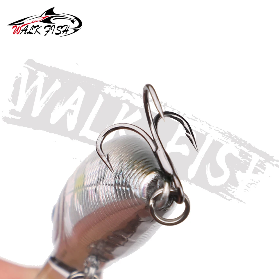WALK Fish-señuelo de pesca flotante de pececillos, 1 piezas, 5cm, 4g, ojos 3D, Crankbait Wobbler, cebo duro de plástico Artificial, aparejos de pesca - imagen 4