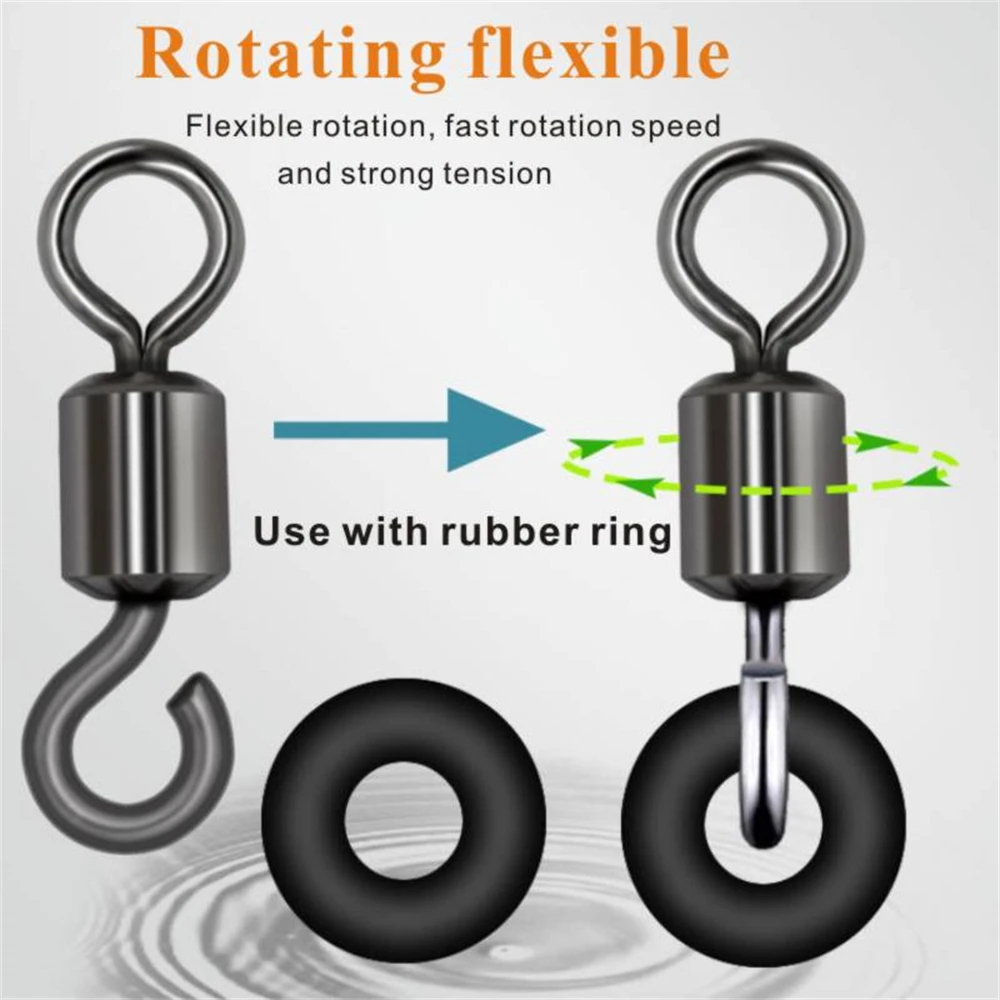 ORJD 50 Uds. Conector de pesca giratorio de 8 formas con apertura, conector giratorio de pesca de acero inoxidable de calidad, aparejos de pesca - imagen 5