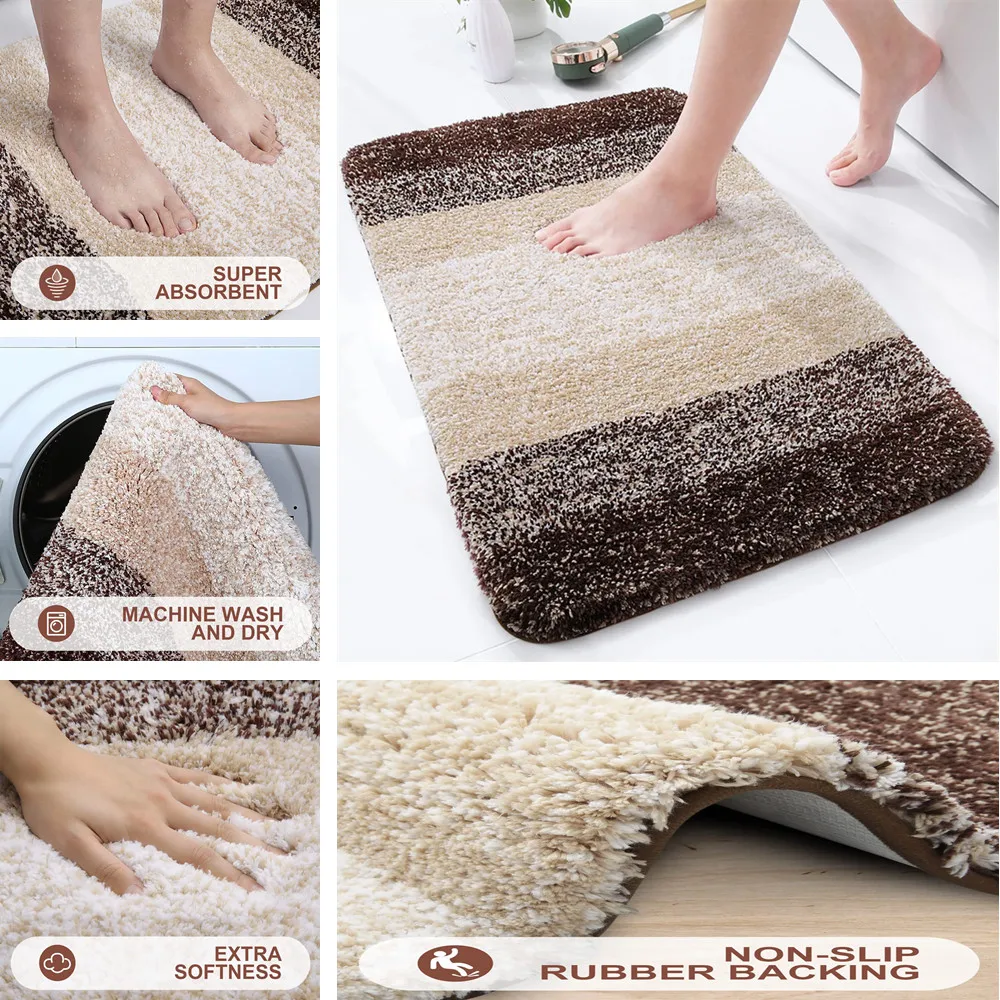 Alfombra de baño de microfibra absorbente, alfombrilla suave para pies, antideslizante, felpa, lavado seco, suelo de puerta, ducha, 40x60CM - imagen 5