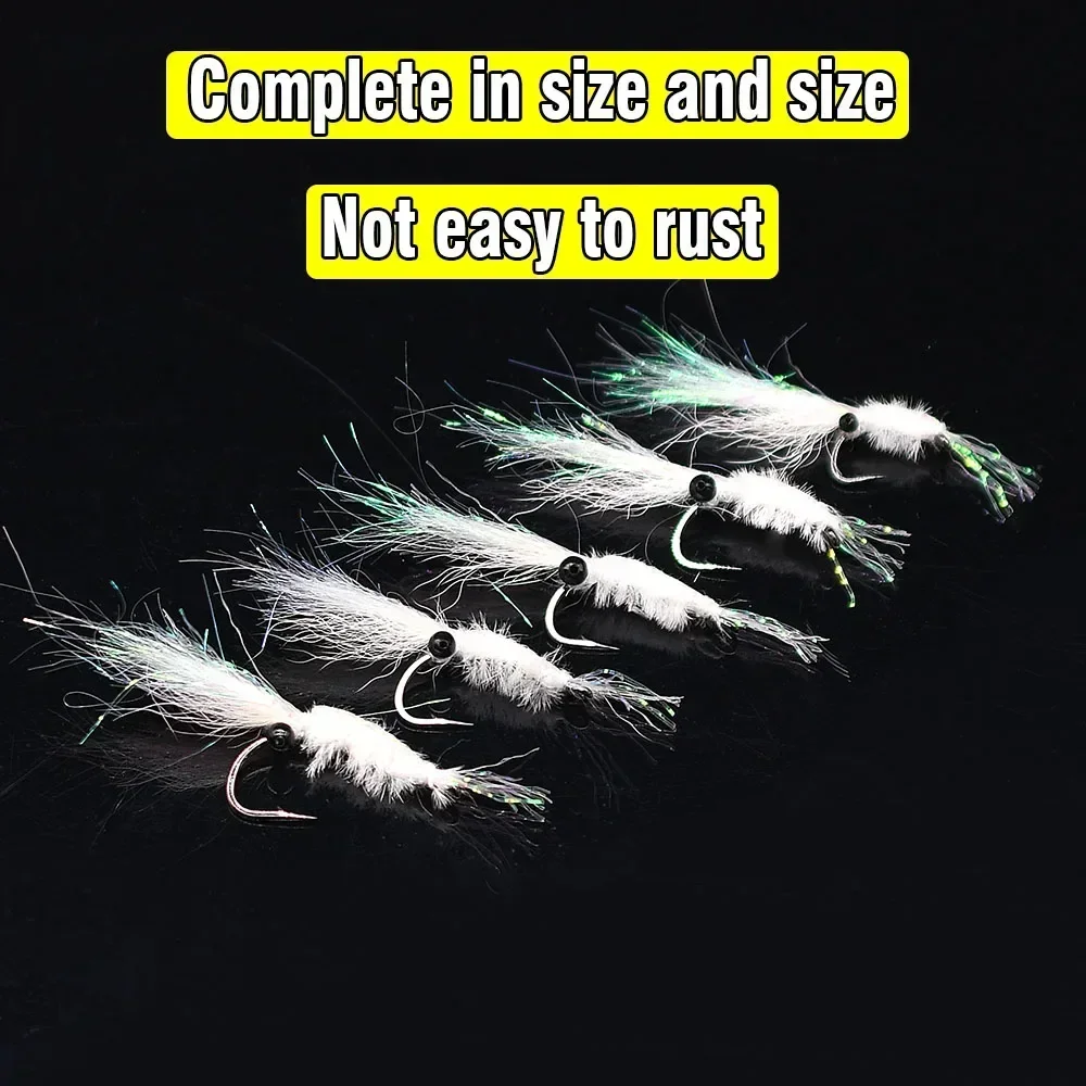 6 unids/lote camarones de hielo sal mosca lubina Steelhead trucha salmón moscas ninfa mosca para agua salada cebo de pesca con mosca de agua dulce - imagen 3