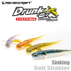 RAVENCRAFT Drunk Shad-cebo de pesca Artificial suave, de hundimiento lento, Shakier, 2,7/3,2/3,7 pulgadas, multiusos