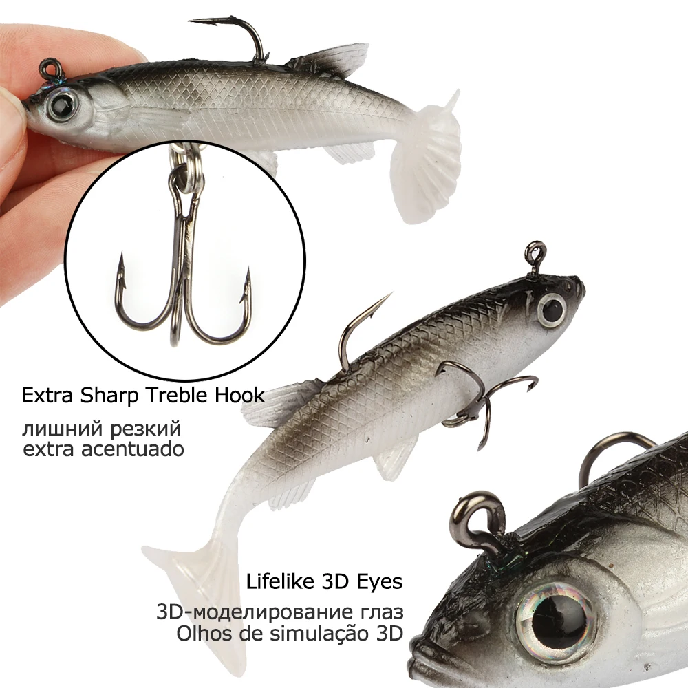 Goture-señuelo de pesca suave, cebo Artificial de silicona, Wobblers de plomo para Lucio, aparejos de pesca, 8,4 cm, 10,7g, 5 unids/set - imagen 4