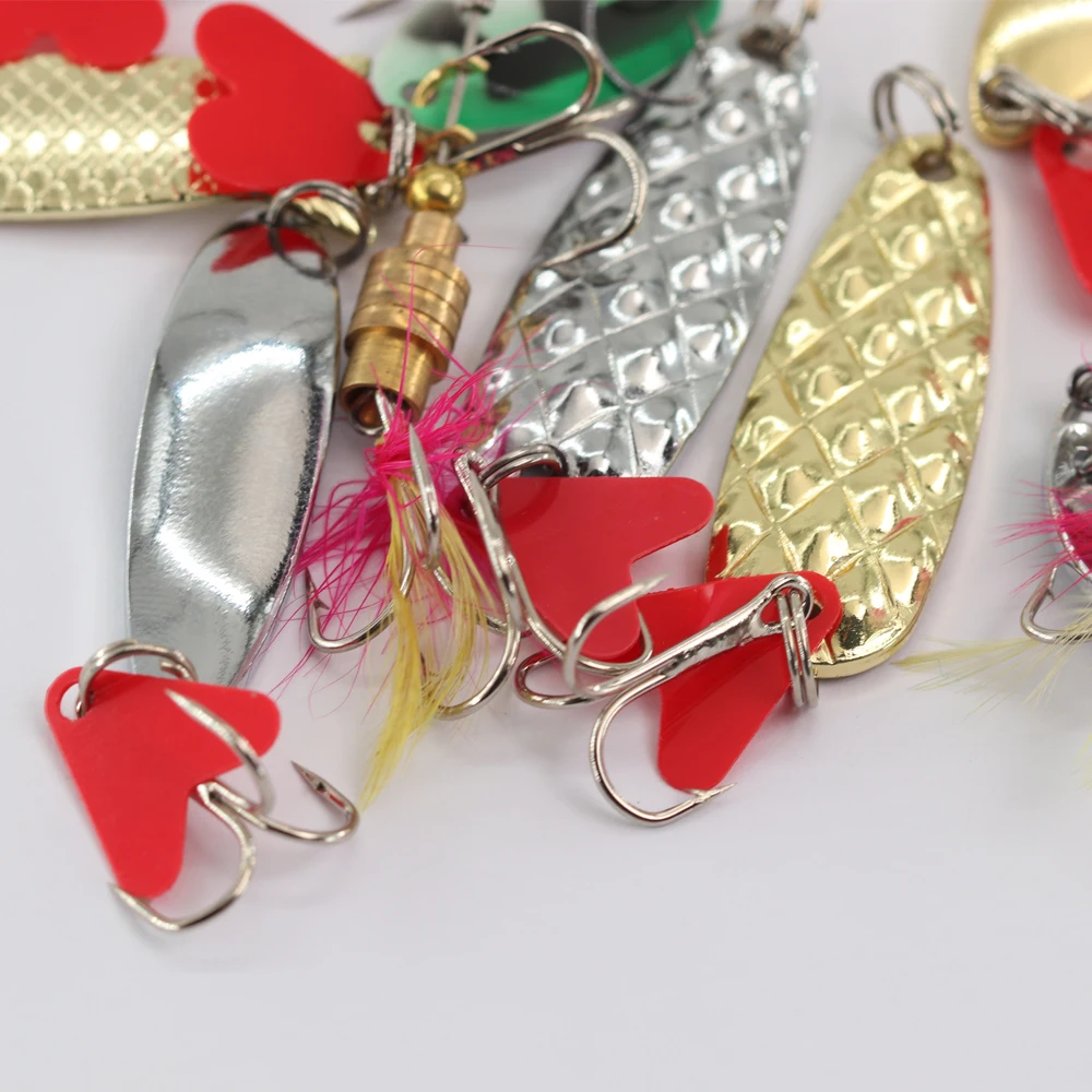 Señuelos de Metal Vib con cuchara, cebo Artificial con gancho de pluma, aparejos de pesca nocturna para perca, Lucio, 5g/6g/6,5g, 7,5g - imagen 4