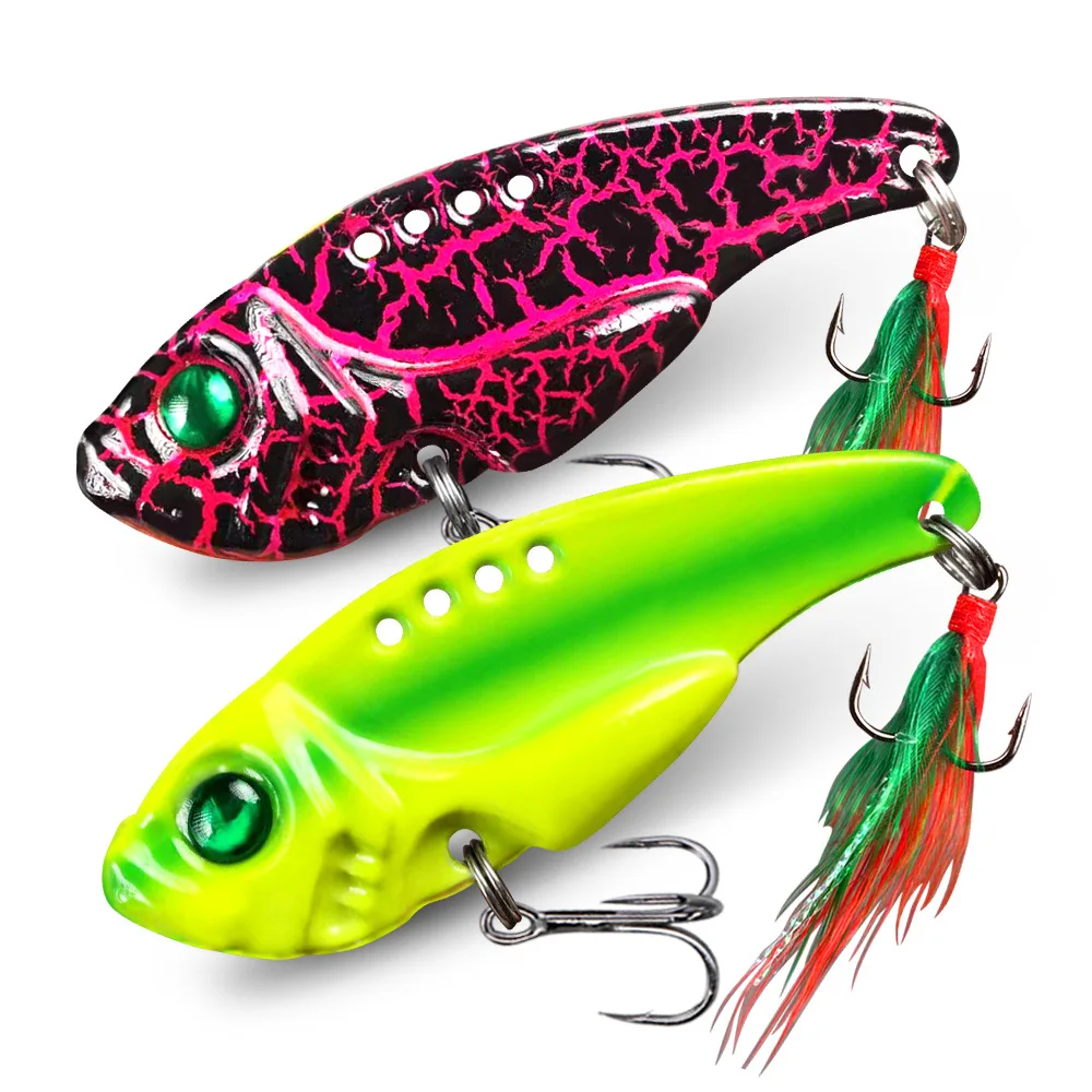 Señuelos de pesca cuchara para Lucio 3g-20g cebo duro con anzuelo triple cuchara oscilante cebo duro de Metal Vib Spoonbait aparejos de pesca señuelos