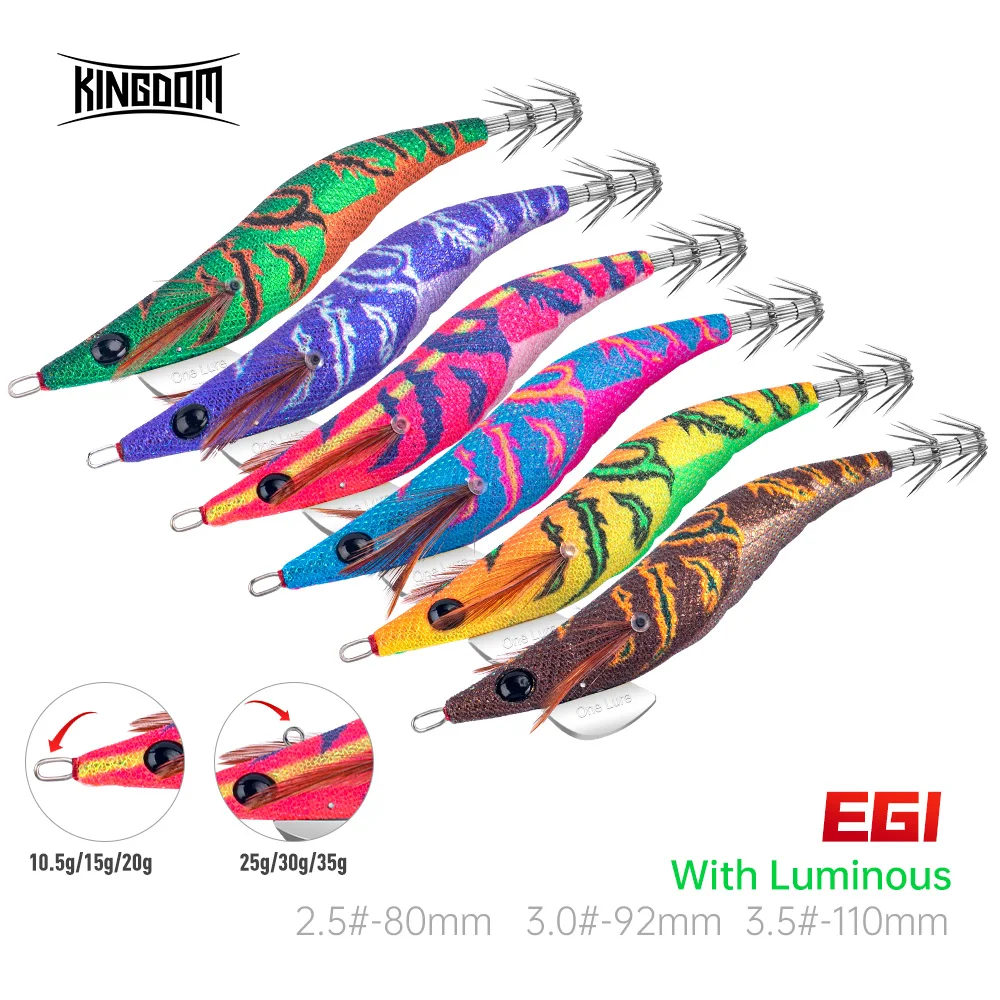 Kingdom EGI Jigs 2.5 #   3.0 #   3.5 #   Señuelo de pesca Artificial, anzuelo de calamar de alta calidad, cebos duros para camarones para sepia EGI