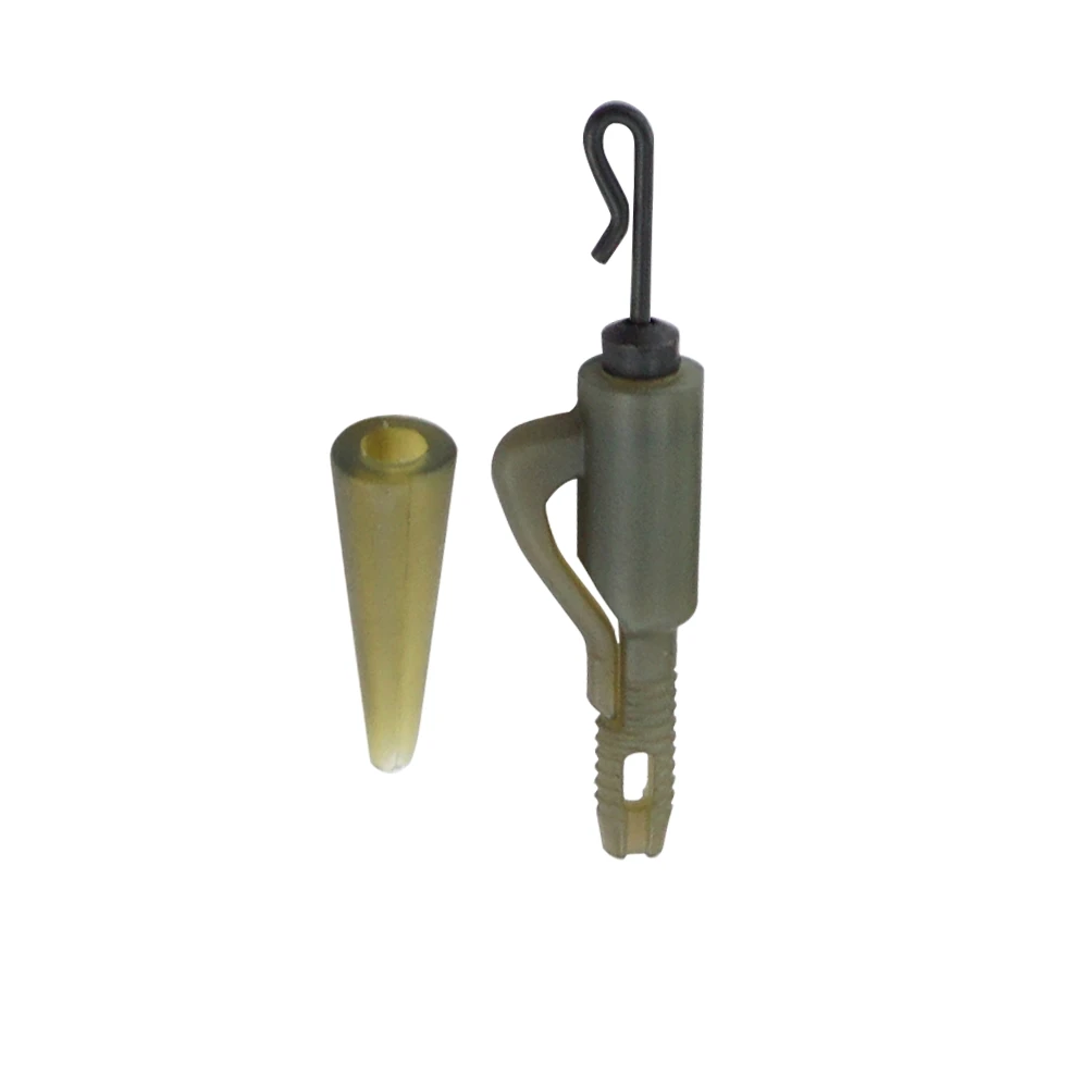 Juego de accesorios de pesca de carpa, Clips de plomo híbridos de cambio rápido con cono de goma de cola, manga antienredos, aparejos de Terminal de pesca, 10 juegos - imagen 3