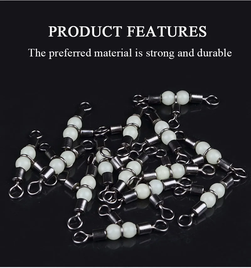 Equipo de accesorios de aparejos de pesca de anillo sólido, Conector de rodamiento giratorio Triple, anzuelos de pescado, 10 piezas - imagen 3