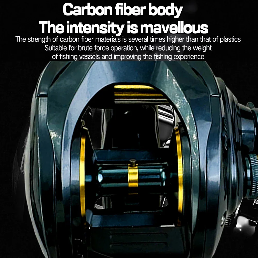 Carrete de pesca Baitcasting de perfil bajo con imán potente de doble fila, sistema de fundición Súper Larga, gran juego, 33lb de arrastre - imagen 2