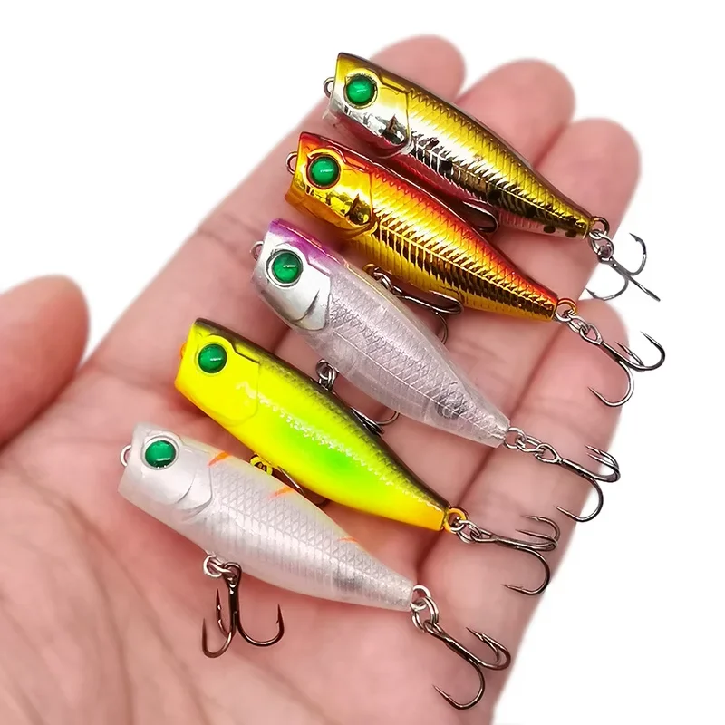 Nuevo 1 Uds 4cm 3,5g mini Popper cebo duro Minnow señuelo de pesca Crankbait Wobbler aparejos Isca Poper flotante superior agua Pike señuelos - imagen 3
