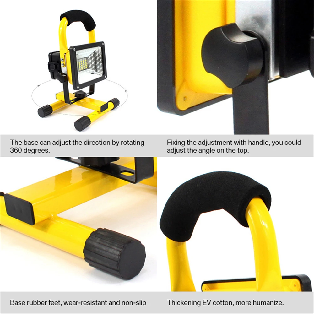 Reflector LED portátil recargable de 30W, foco impermeable con batería, lámpara de trabajo al aire libre, linterna de Camping - imagen 5