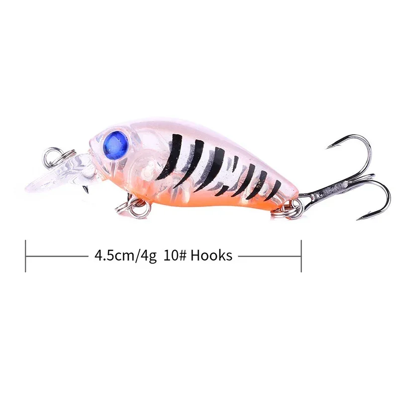 Señuelo de Pesca Crankbait, cebo Artificial de manivela dura, Wobbler, Topwater, pececillos negros, 8 unidades por caja, 45mm - imagen 2