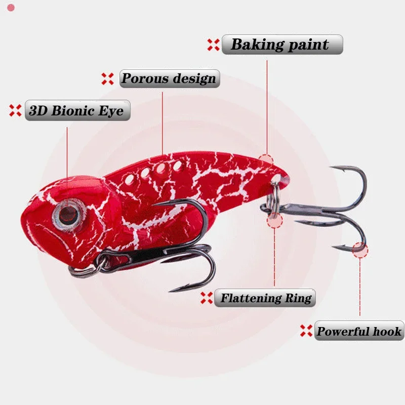 Señuelo Vib de Metal, cuchara de pesca, señuelos giratorios de lentejuelas, productos vibratorios de invierno, agarre giratorio, aparejos de pesca, 7g, 10g, 14g, 1 ud. - imagen 2