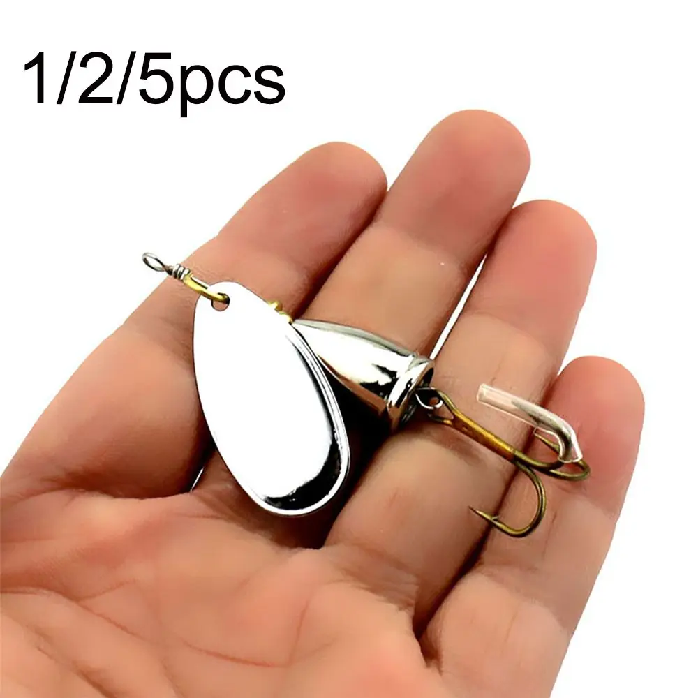 1/2/5pc 6,5 CM 8,5G lentejuelas de Metal cuchara Spinner anzuelo triple manivela cebo de pesca señuelo - imagen 3