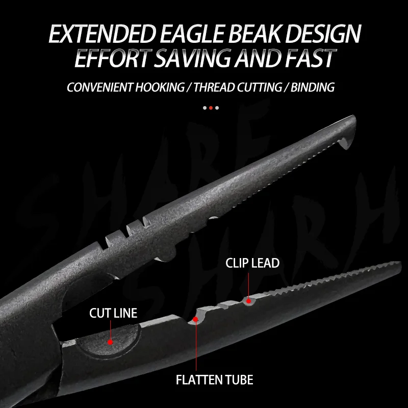 Herramientas de pesca multifunción, alicates divididos de acero de alto carbono, cortador de línea, removedor de anzuelos de pesca, alicates de pesca de Punta larga doblados - imagen 3