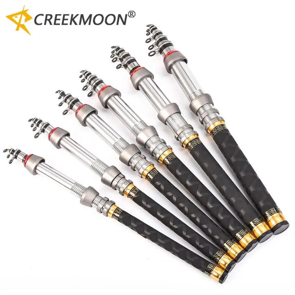 Caña de pescar telescópica portátil de carbono para lanzamiento de roca, Mini caña de pescar en hielo ultraligera súper dura, equipos de cañas de 1,3-2,7 M - imagen 2