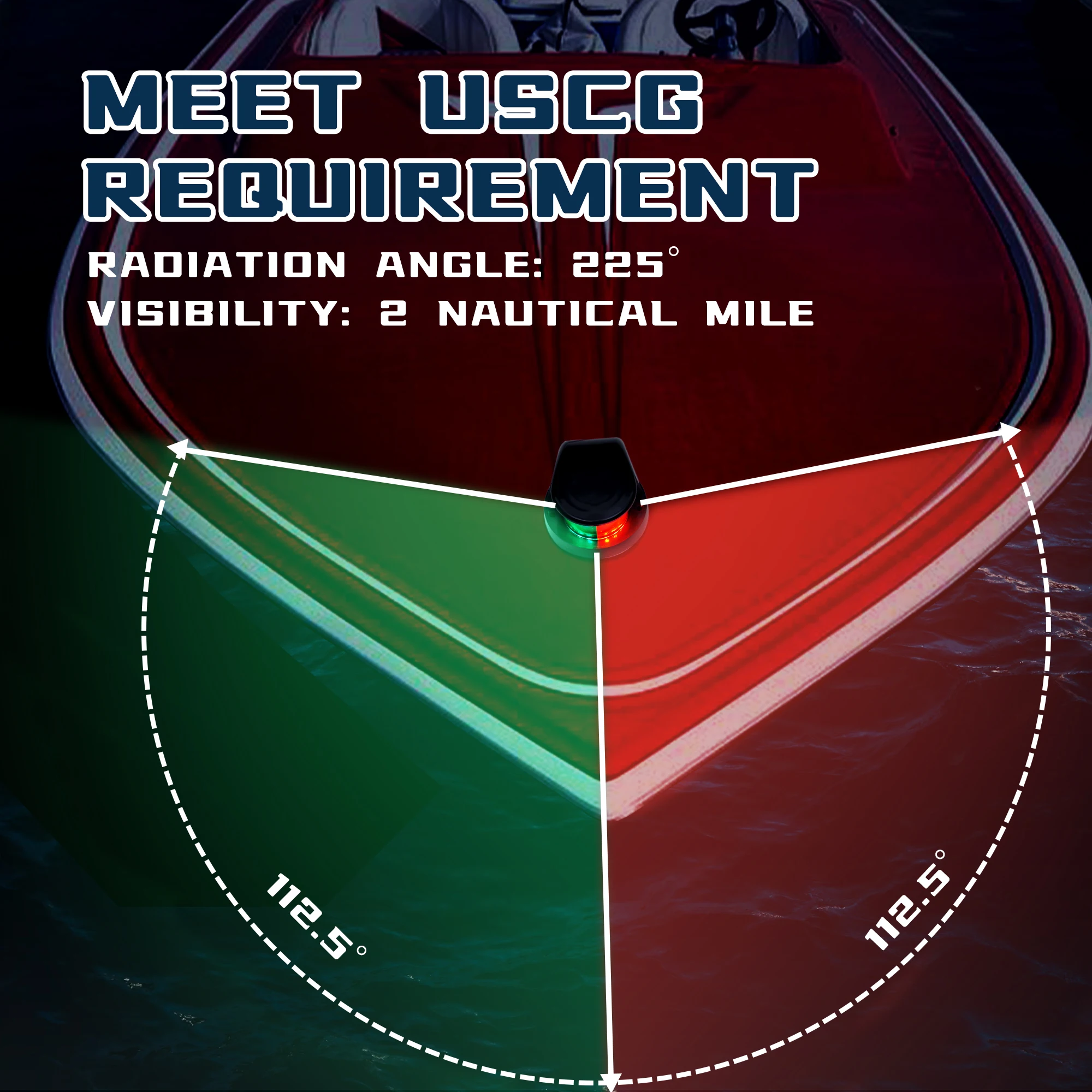 Luces de navegación para barcos Luz de proa bicolor Pontoon, skeeter, barco eléctrico y lámpara de navegación marina LED Skiff Plata - imagen 5