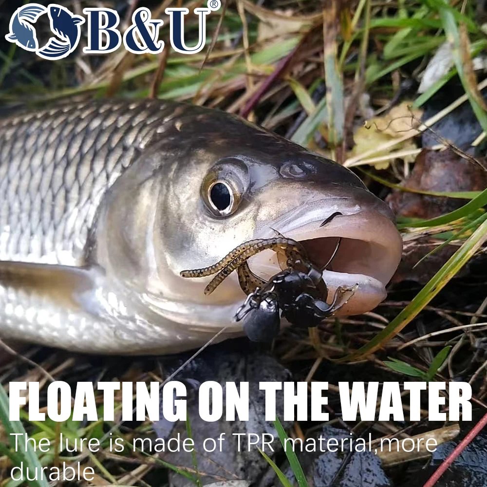 B & U-Señuelos locos de oruga flotante, señuelo suave de 51mm/63mm, Señuelos de pesca de camarones, langosta, señuelo de plástico suave, Señuelos de Pesca - imagen 4