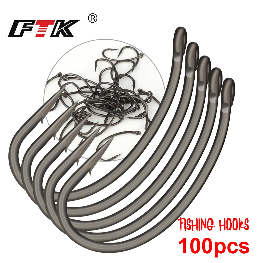 FTK 30PCS 2 # -4 #   Anzuelos de pesca de carpa con ojo, Micro púa, anzuelos de acero rico en carbono, accesorios de pesca recubiertos de PTFE