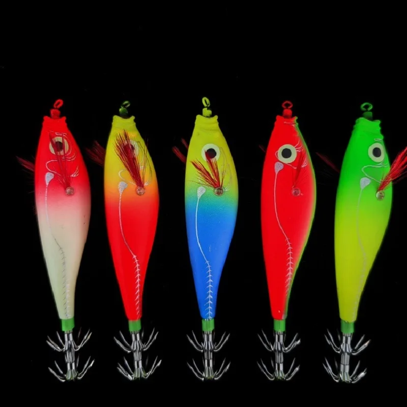 Plantilla de calamar Horizontal luminosa, 5 uds., 9,5 cm/10g, plantillas de calamar brillantes, plantilla de camarón de calamar de agua salada, plantilla de calamar, señuelo de pesca - imagen 2