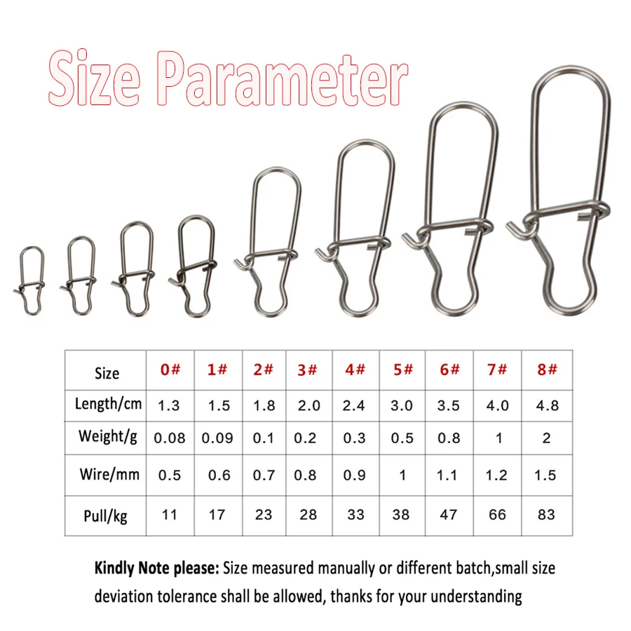 WIFREO-conector de pesca de acero inoxidable, 100/200 piezas, enganchado a presión, Pin, Clip, accesorios, aparejos para Barril, señuelo giratorio - imagen 3