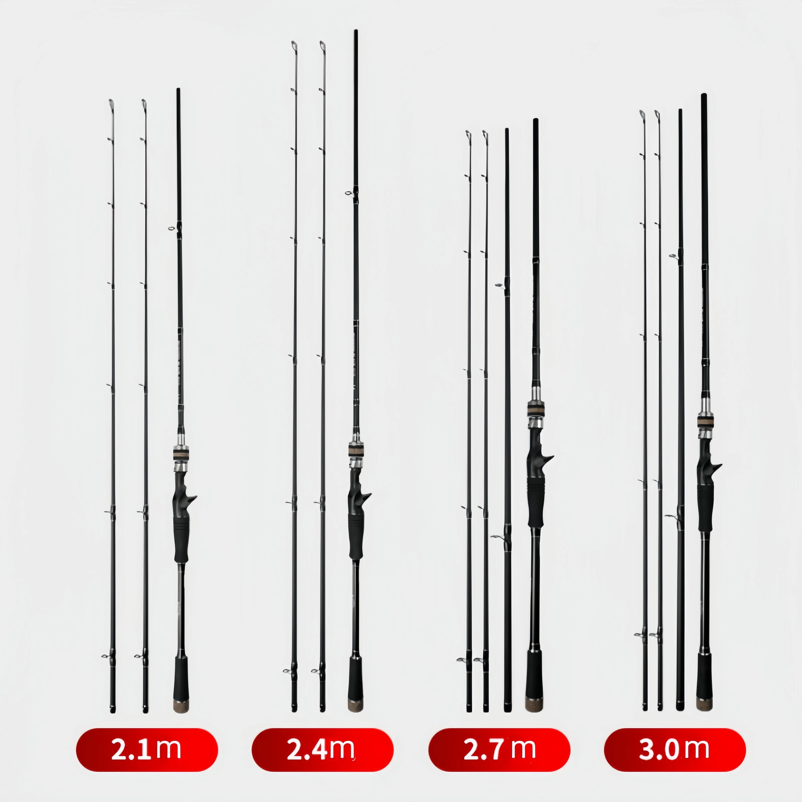 Caça negra 2 puntas MH/H power caña de pescar con señuelo de carbono acción rápida caña de lubina giratoria 2,4/2,7/3m caña fundida con cabeza de serpiente de luz dura - imagen 4