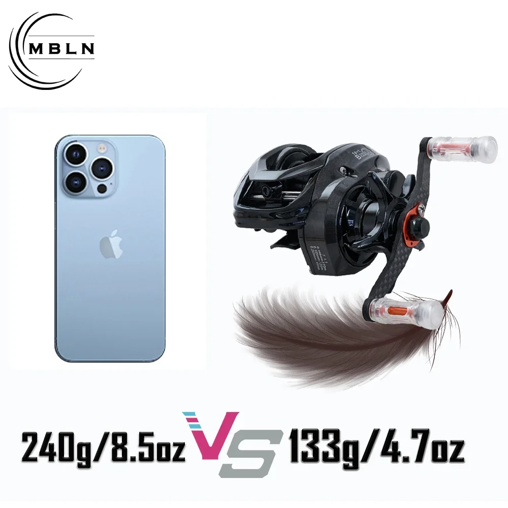 MBLN, carrete de fibra de carbono para Baitcasting, 133g, 7,1:1,10 + 1BB, carrete de freno magnético, duradero y suave, pesca de fundición de alto rendimiento - imagen 5
