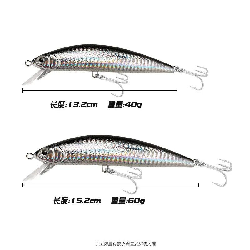Señuelo de Pesca que se hunde Minnow 40g 60g sistema de peso señuelo duro Pesca anzuelos triples fuertes Wobbler Jerkbait Swimbait cebo - imagen 3