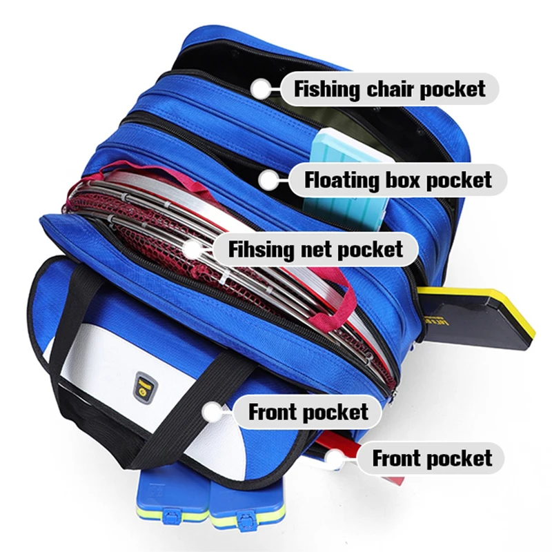 Bolsa de pesca de gran capacidad para hombre, bolsa de protección de peces multifuncional, gruesa, resistente al agua, bolso de hombro XA18G - imagen 5