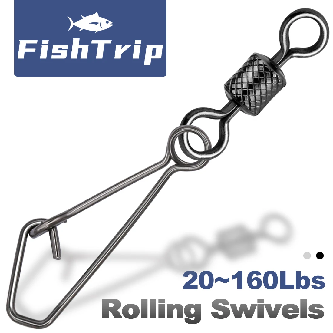 FishTrip 50 Uds giratorio enganchado Snap pesca giratorio con mosquetón conector de pesca de acero inoxidable