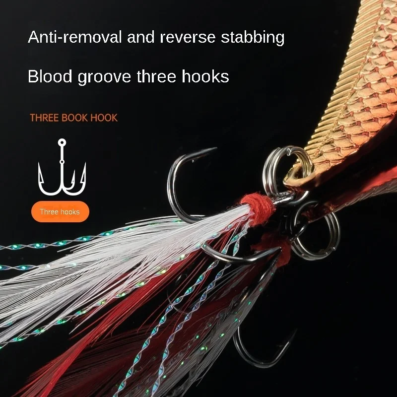 Señuelos de Metal duro con lentejuelas, anzuelo de plumas de 5 colores, Wobbler, 10g, 15g, caja de 5 unidades - imagen 4