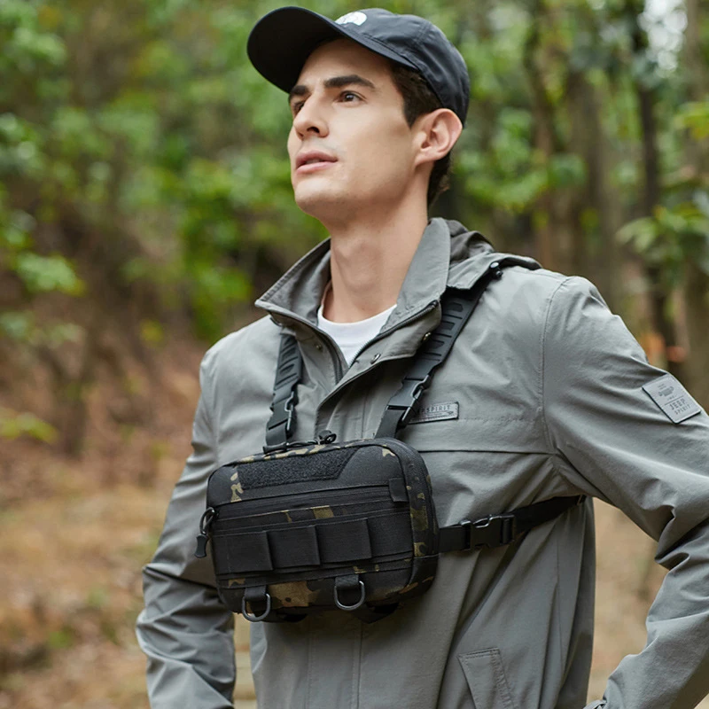 Bolsa de pecho de pesca impermeable Molle, mochila de nailon para escalada, Camping, bolsas tácticas para hombres, chaleco de viaje al aire libre, riñonera - imagen 2