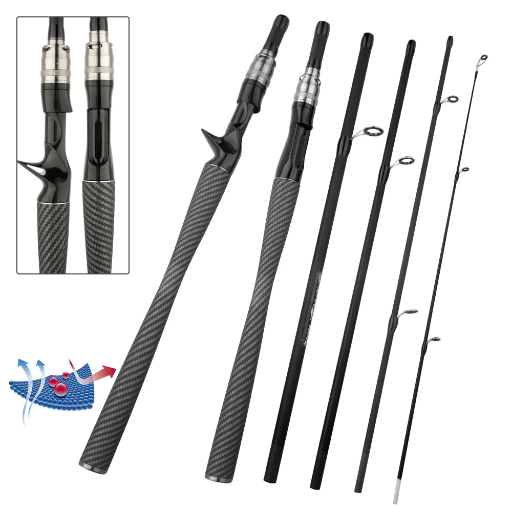Cañas de pescar con señuelo giratorio ultraligero, caña de fundición multiseccional de viaje, diseño de inserción M, peso de señuelo de acción rápida 3-18g